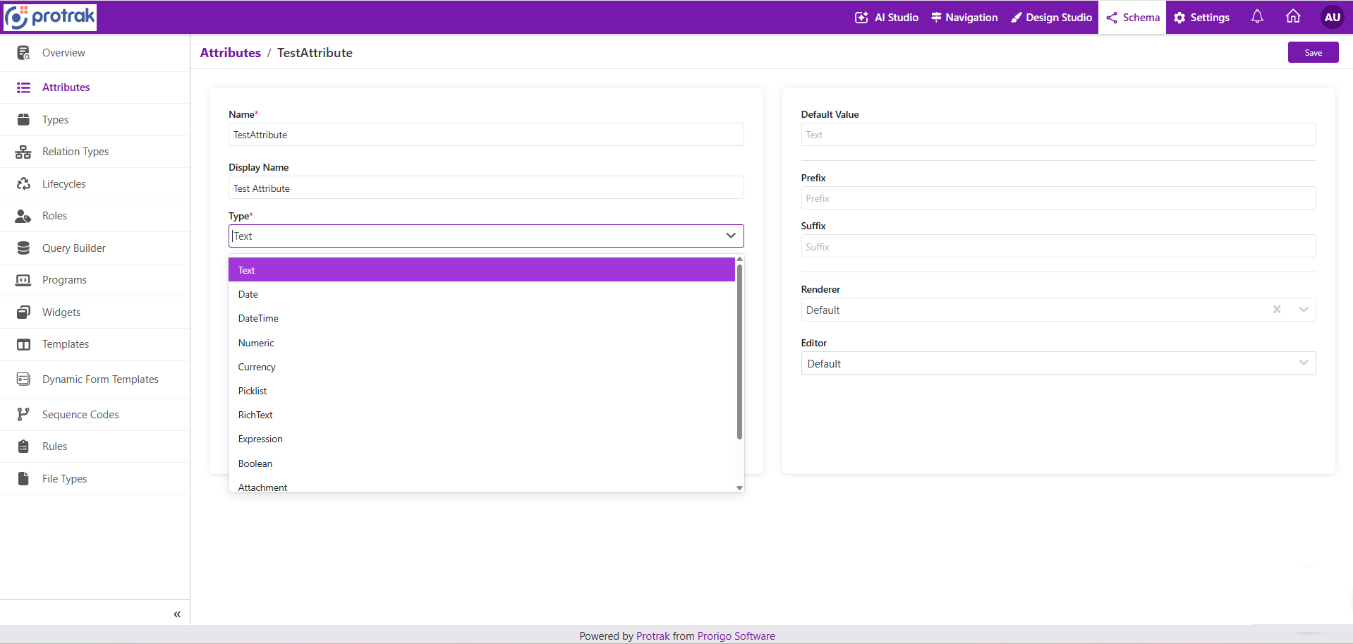 Attribute editor