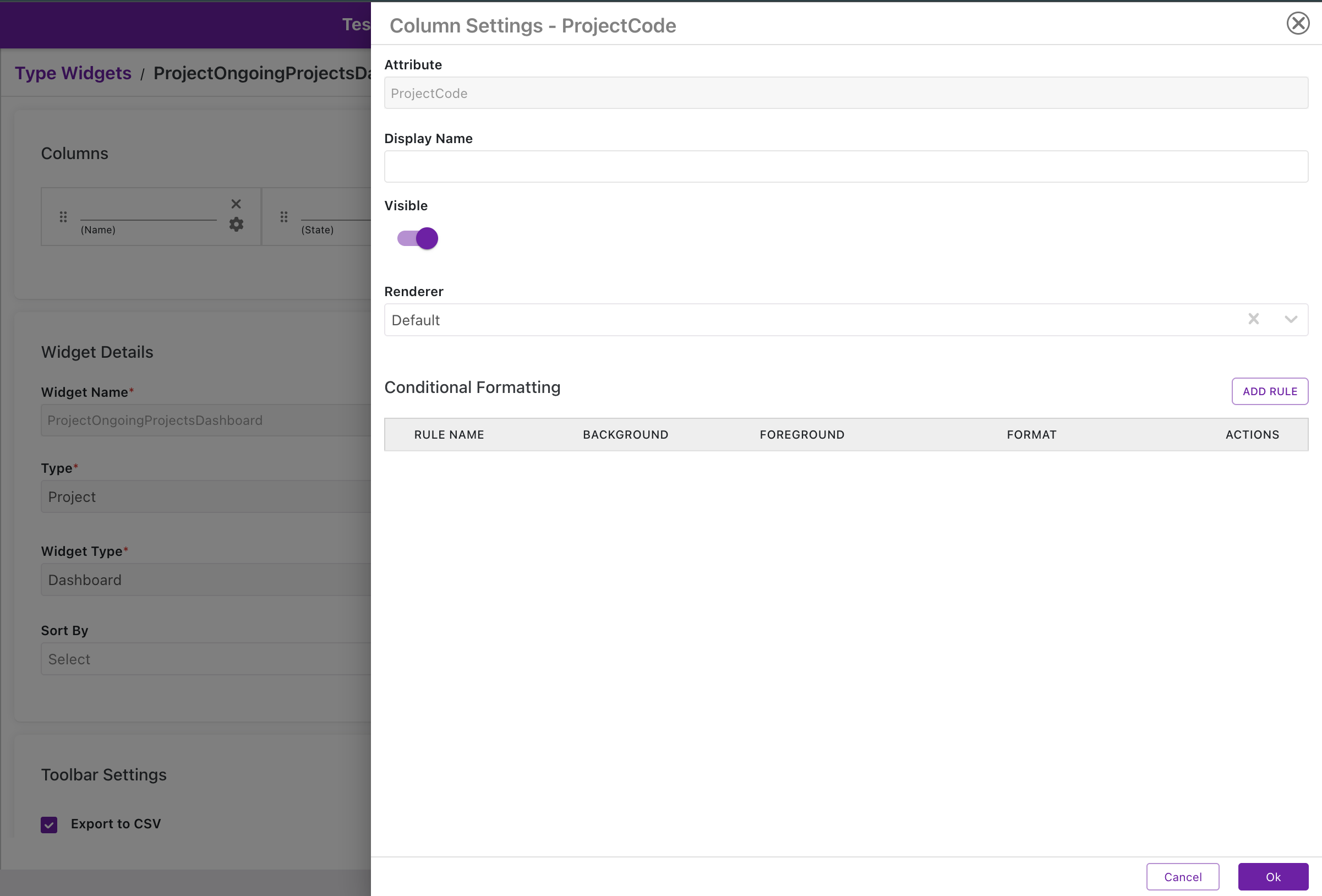 Column Settings