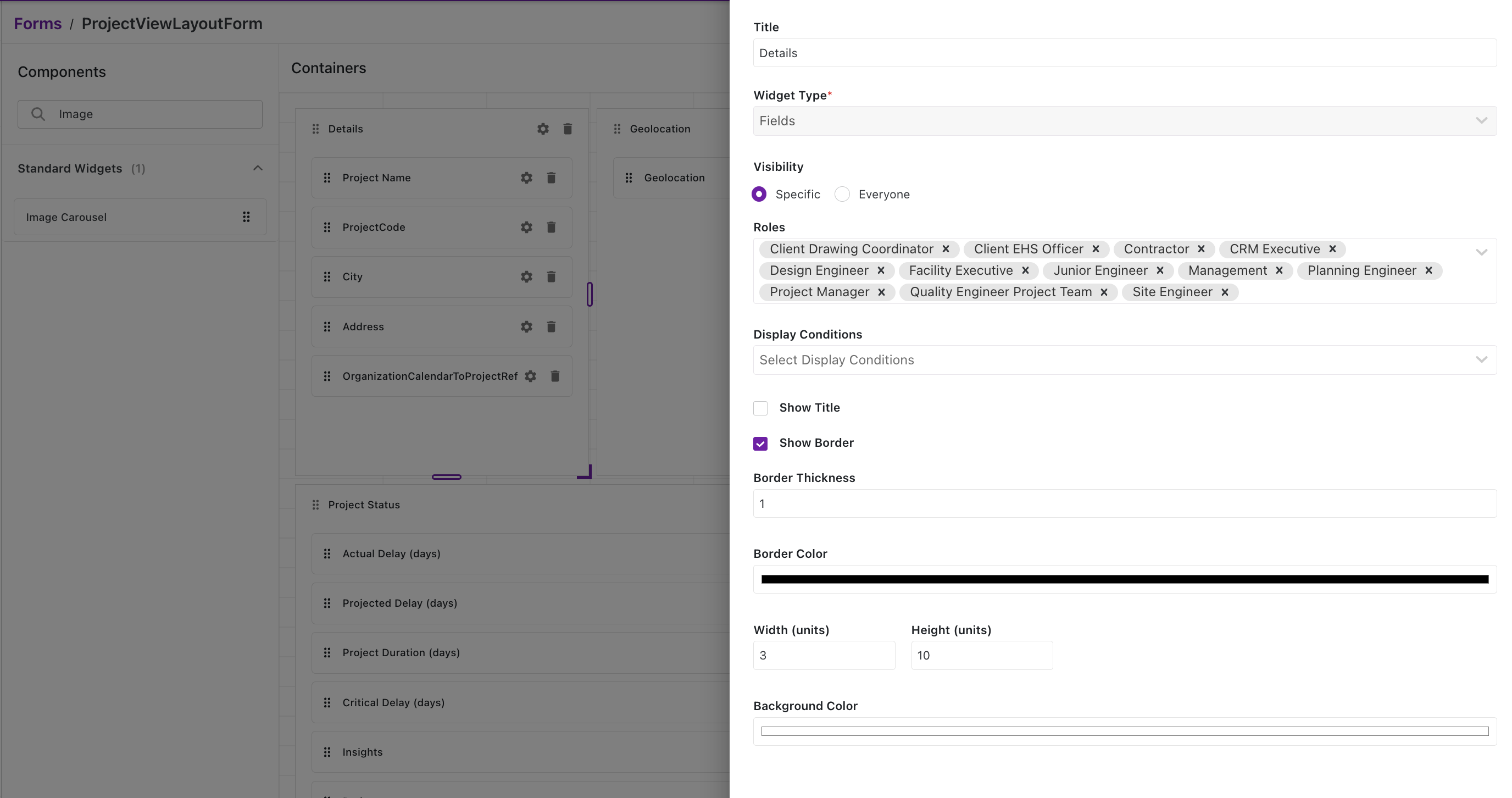 Container Settings