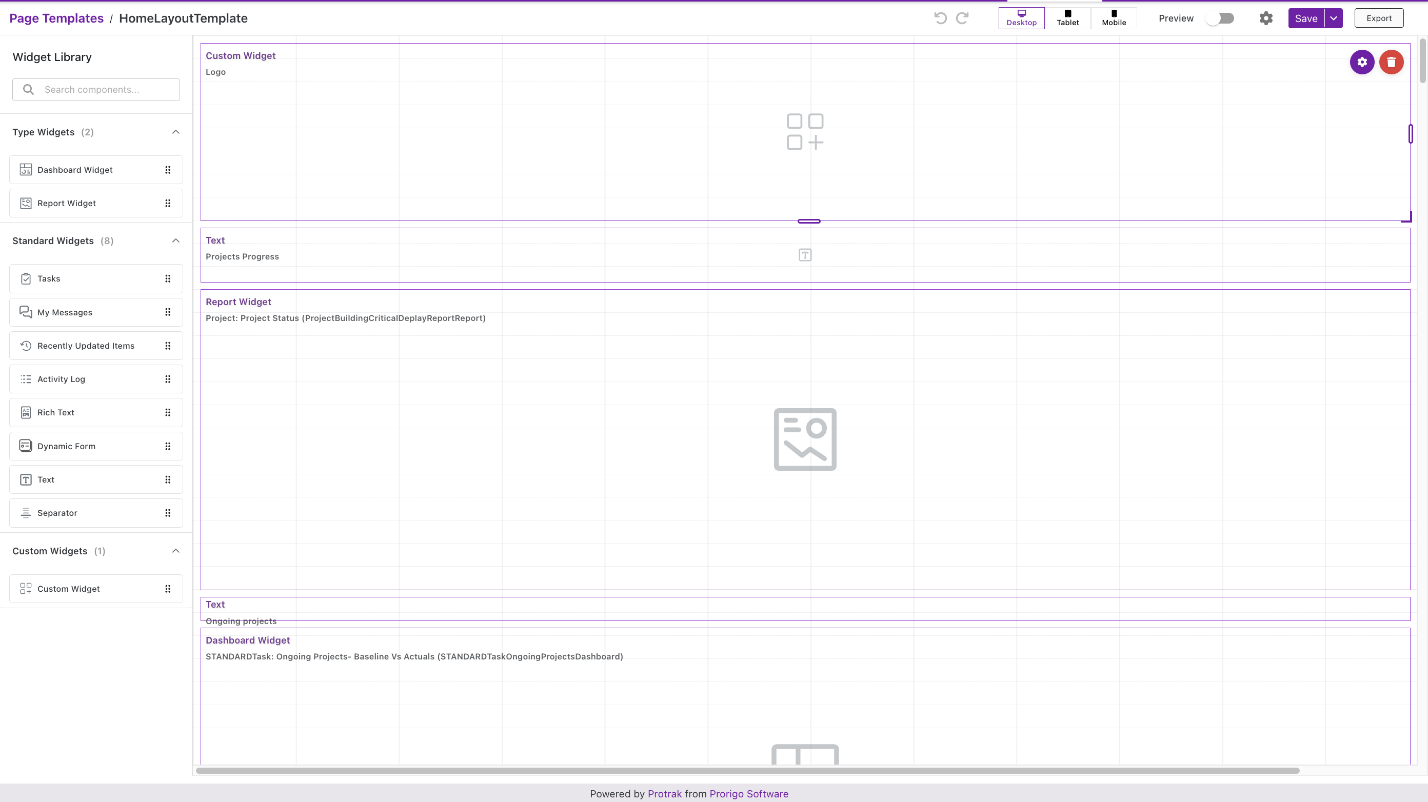 Home Template Editor