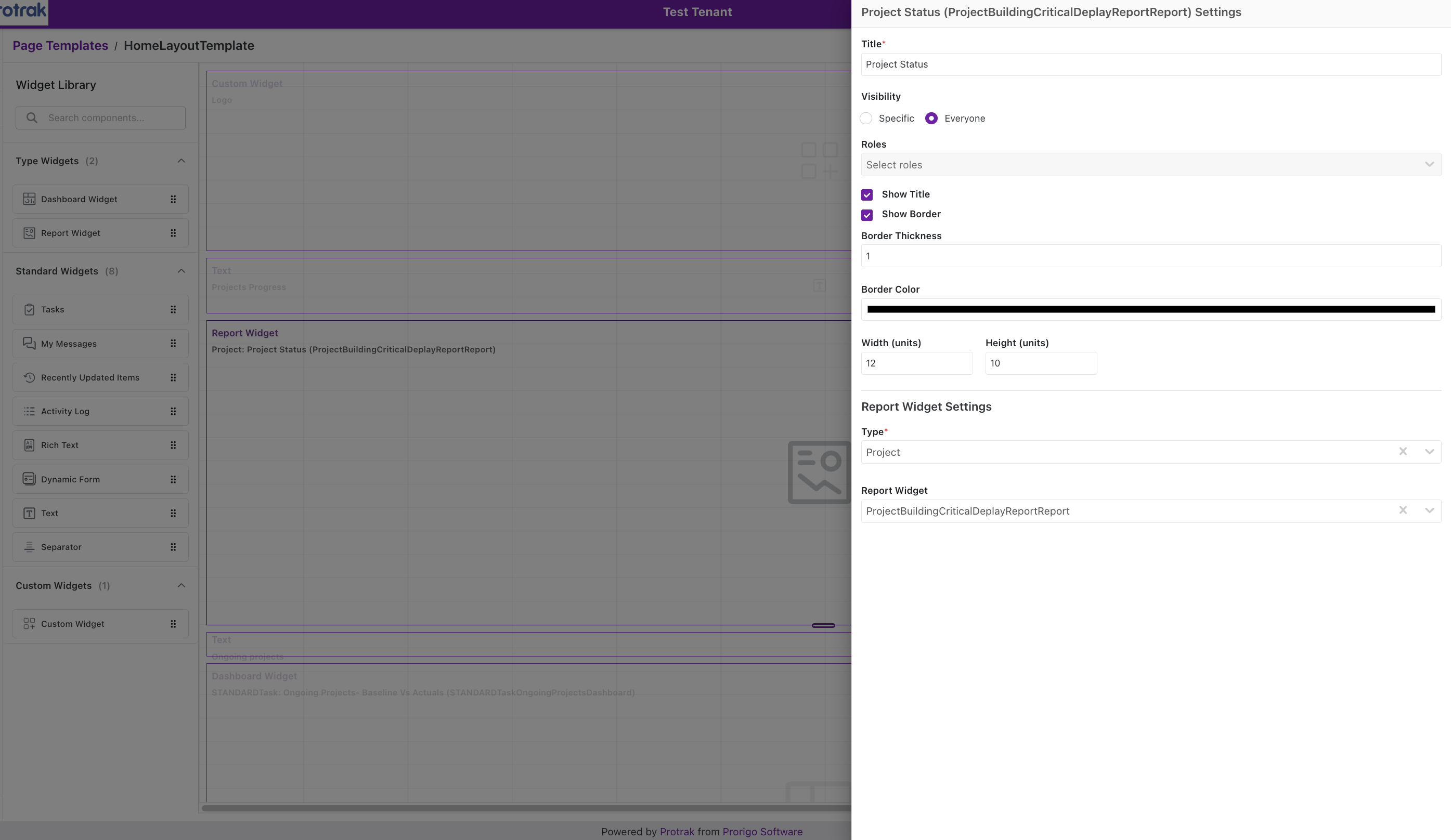 Report Widget Settings