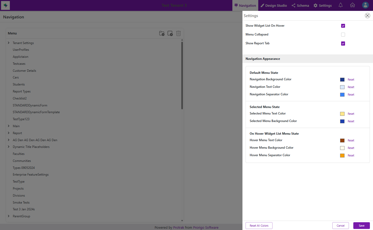 Navigation Appearance settings