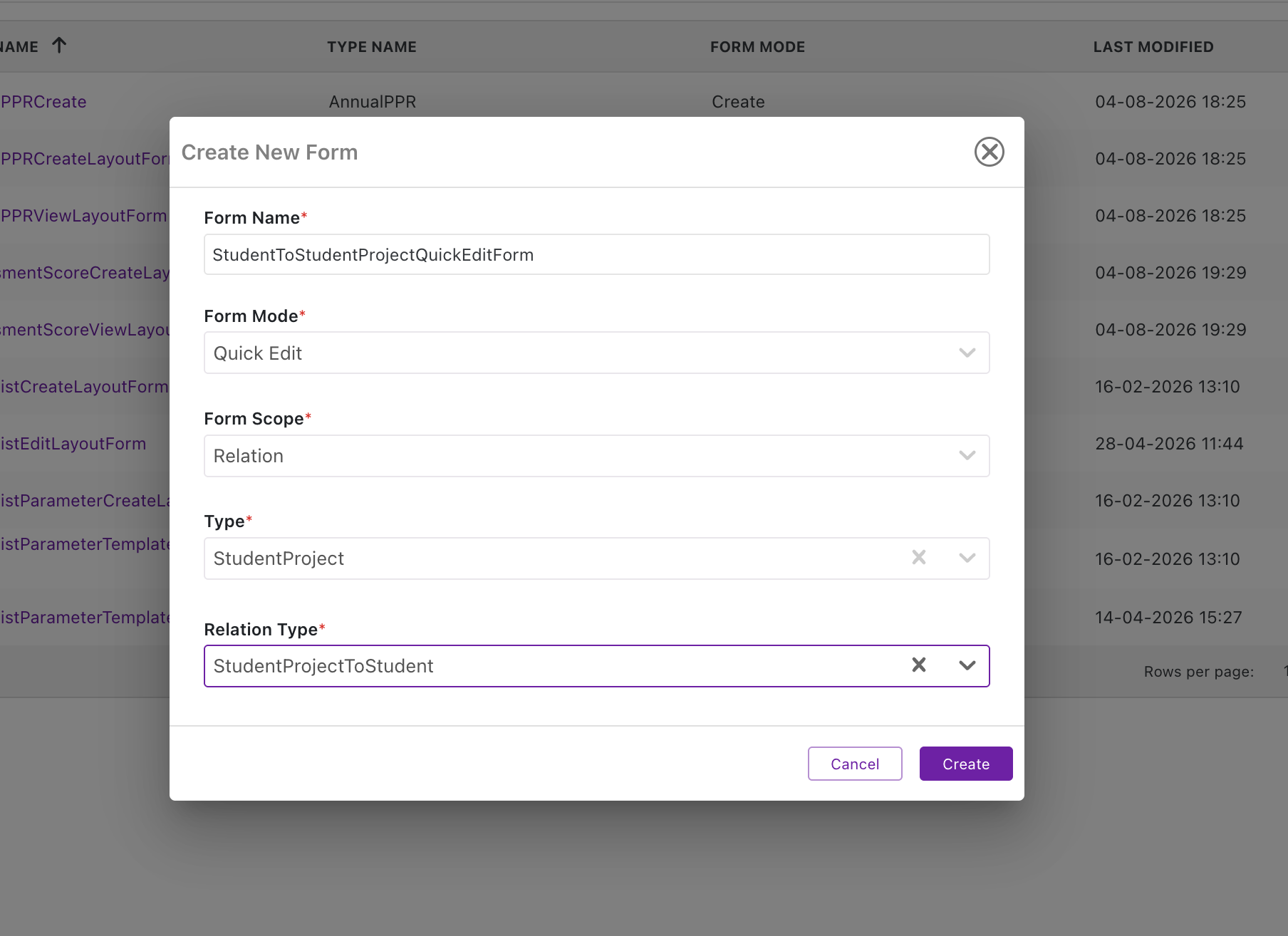 Quick Edit Form Mode selection