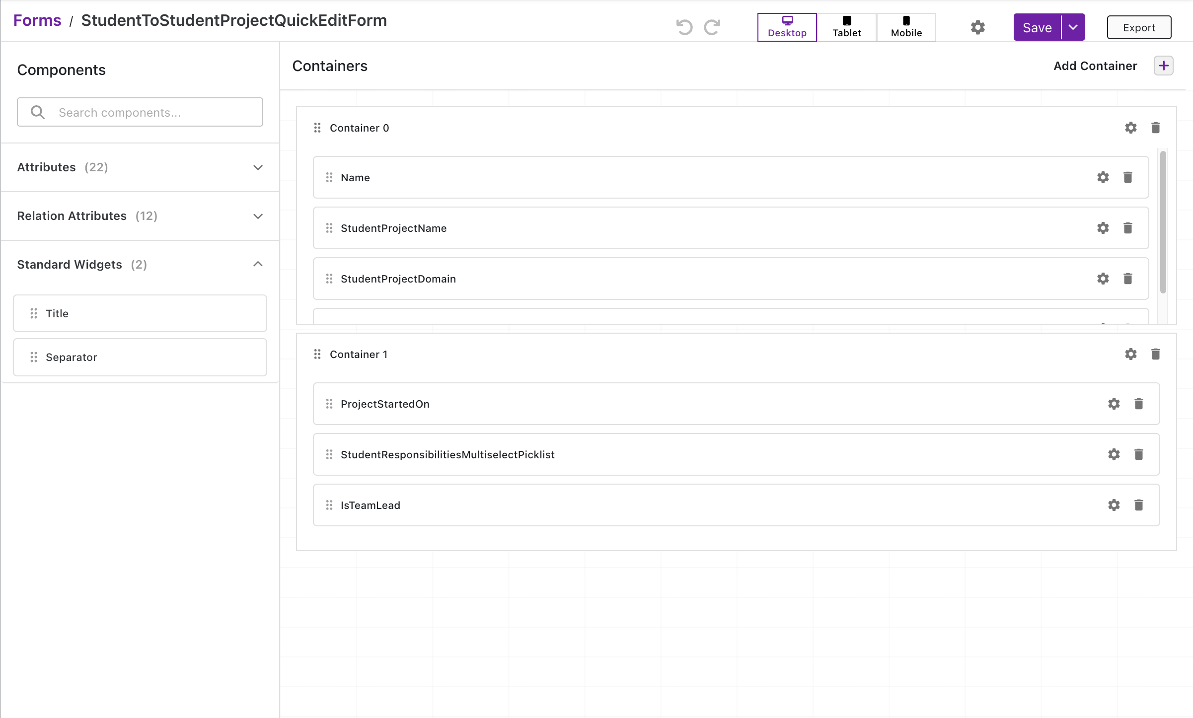 Quick Edit Form Config