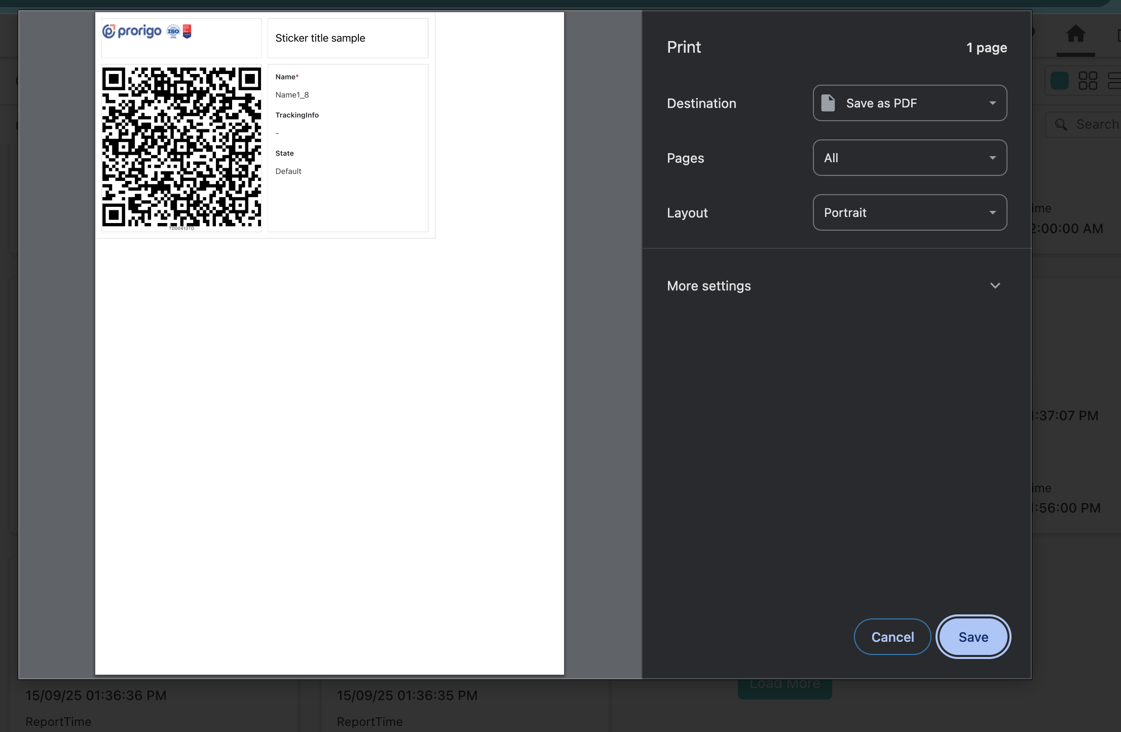 sticker Print Output